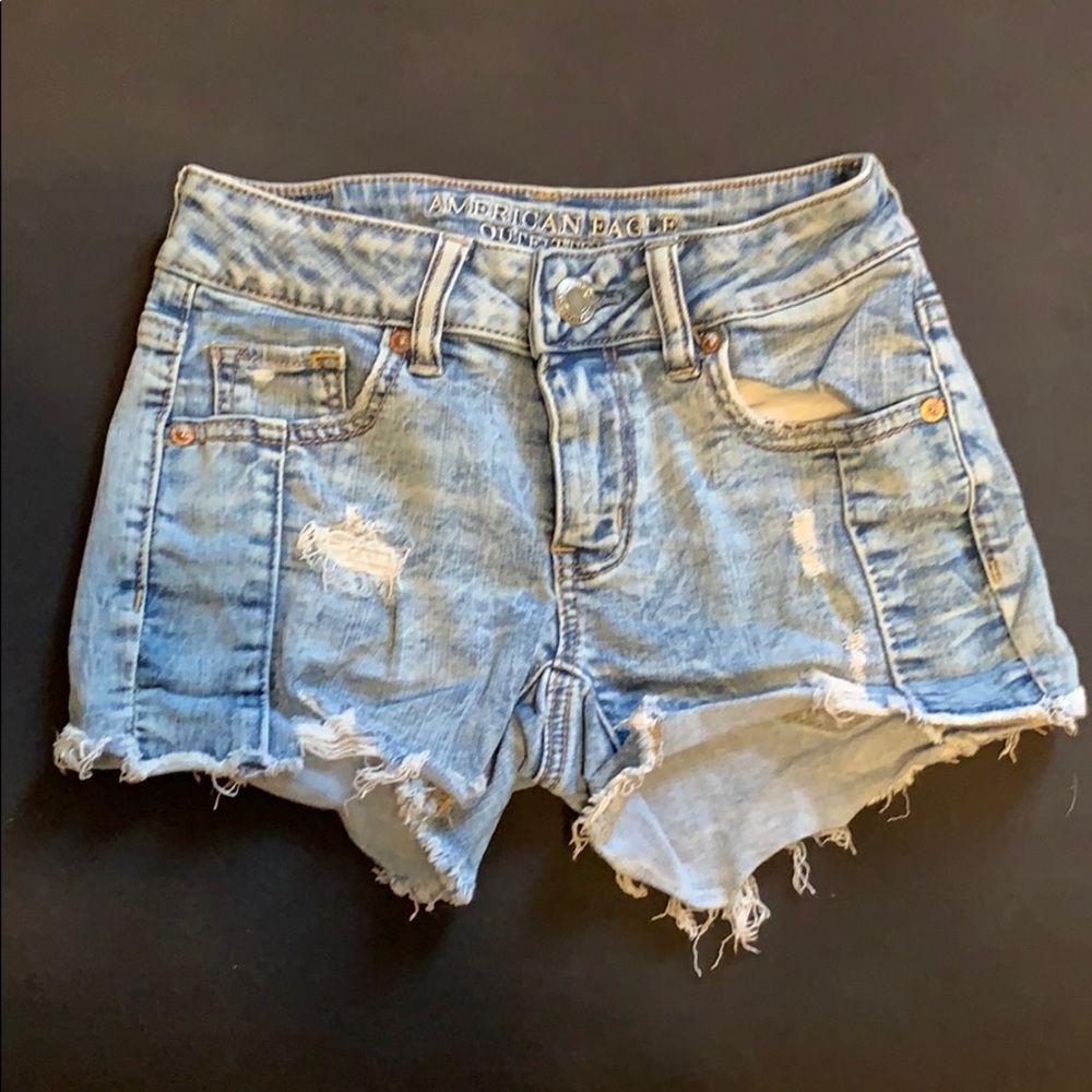 Light wash jean shorts